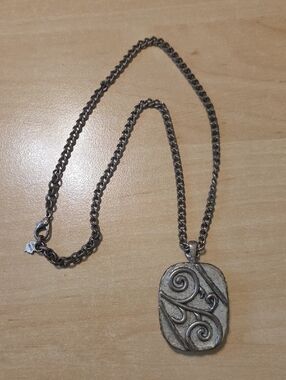 Luck Brand Silver-tone Reversible Swirl Pendant Necklace